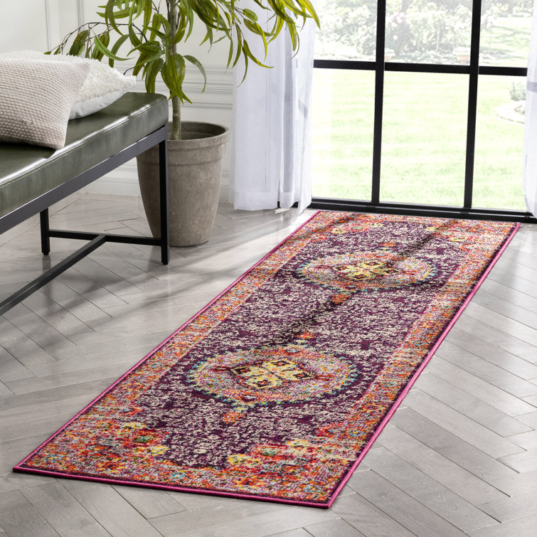 Well Woven Oriental Runner 2'3" x 7'3" Polypropylene Area Rug in Brown